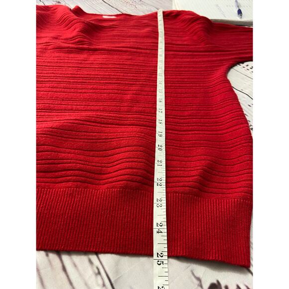 Chicos 0 Soft Cashmere Blend Rib Sweater Womens S Red Classic Fit Long Sleeve - Picture 6 of 12